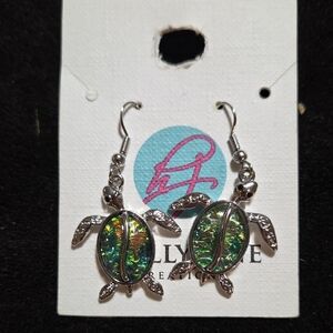 Pick 4 For $25! Silver and Green Turtle Earrings
